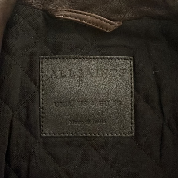 All Saints Dark Brown Leather Jacket - Picture 3 of 8